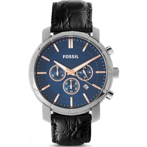 Watch strap Fossil BQ2158 Leather Black 22mm